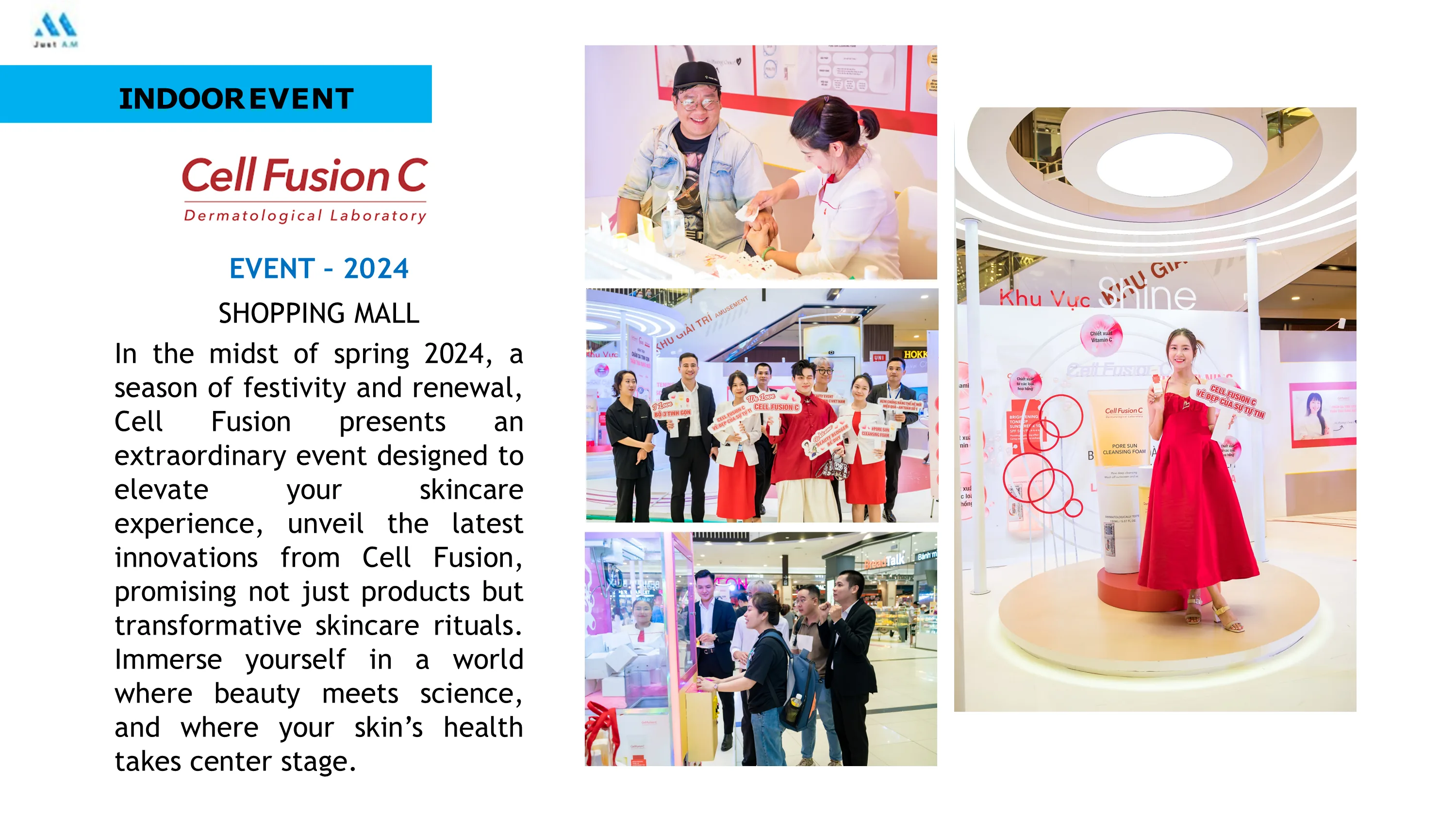 Hoạt động activation Cell Fusion C - khách hàng trải nghiệm tư vấn da, workshop skincare và khu trưng bày sản phẩm
