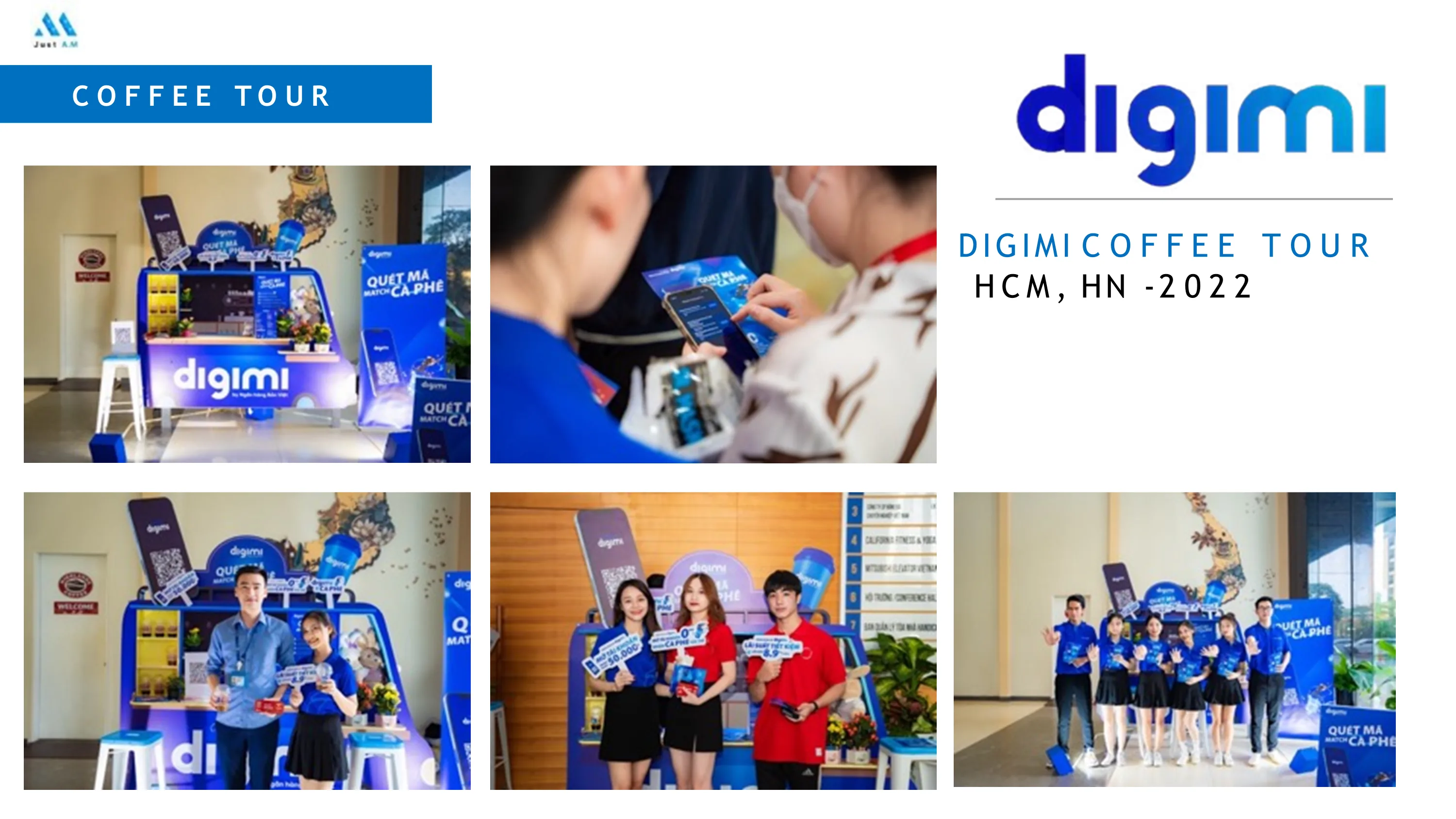 Booth activation DIGIMI tại tòa nhà văn phòng - concept cafe kết hợp đăng ký app ngân hàng số