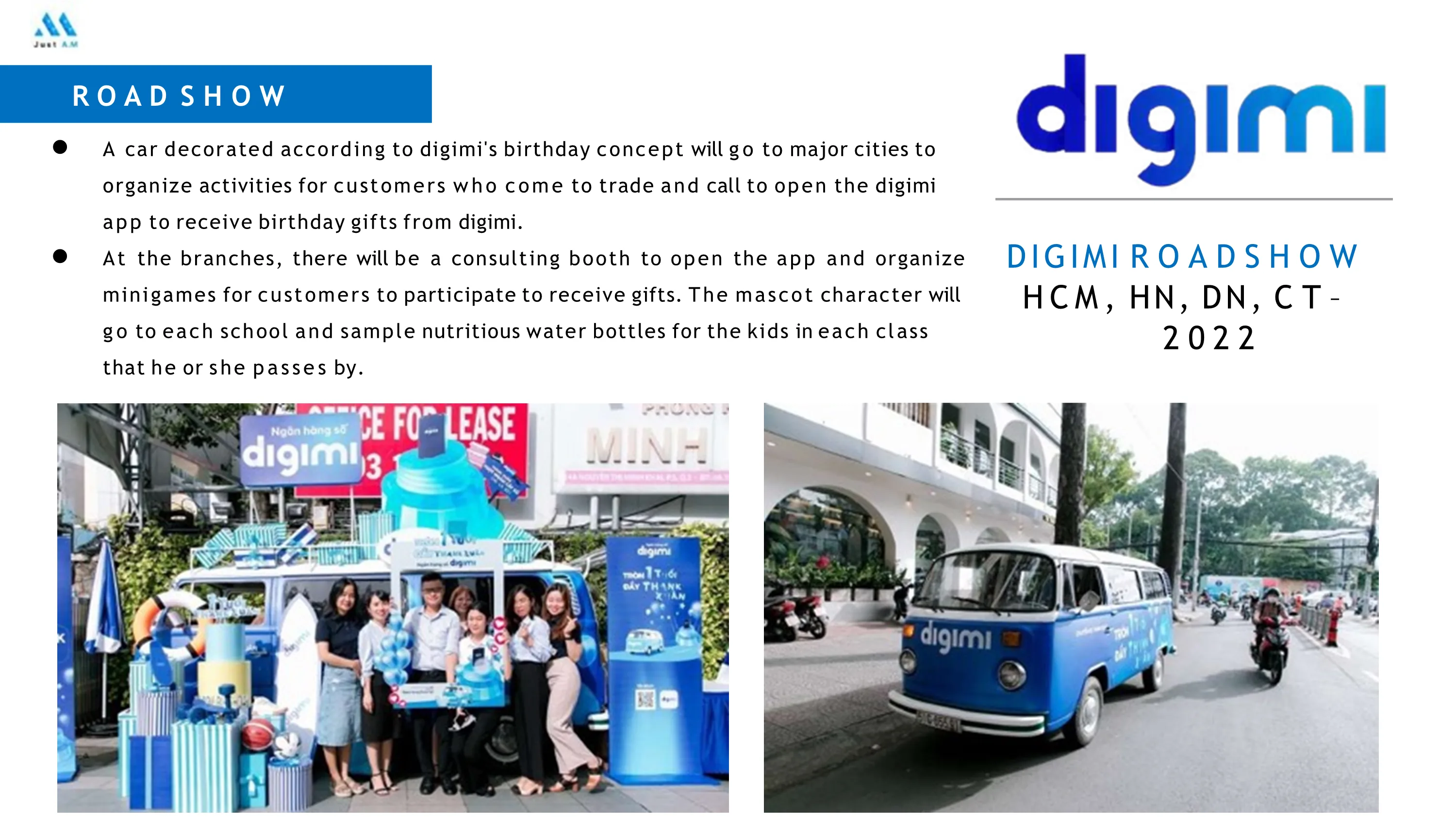 Xe thương hiệu DIGIMI trang trí concept sinh nhật - roadshow activation tại TP.HCM, Hà Nội, Đà Nẵng