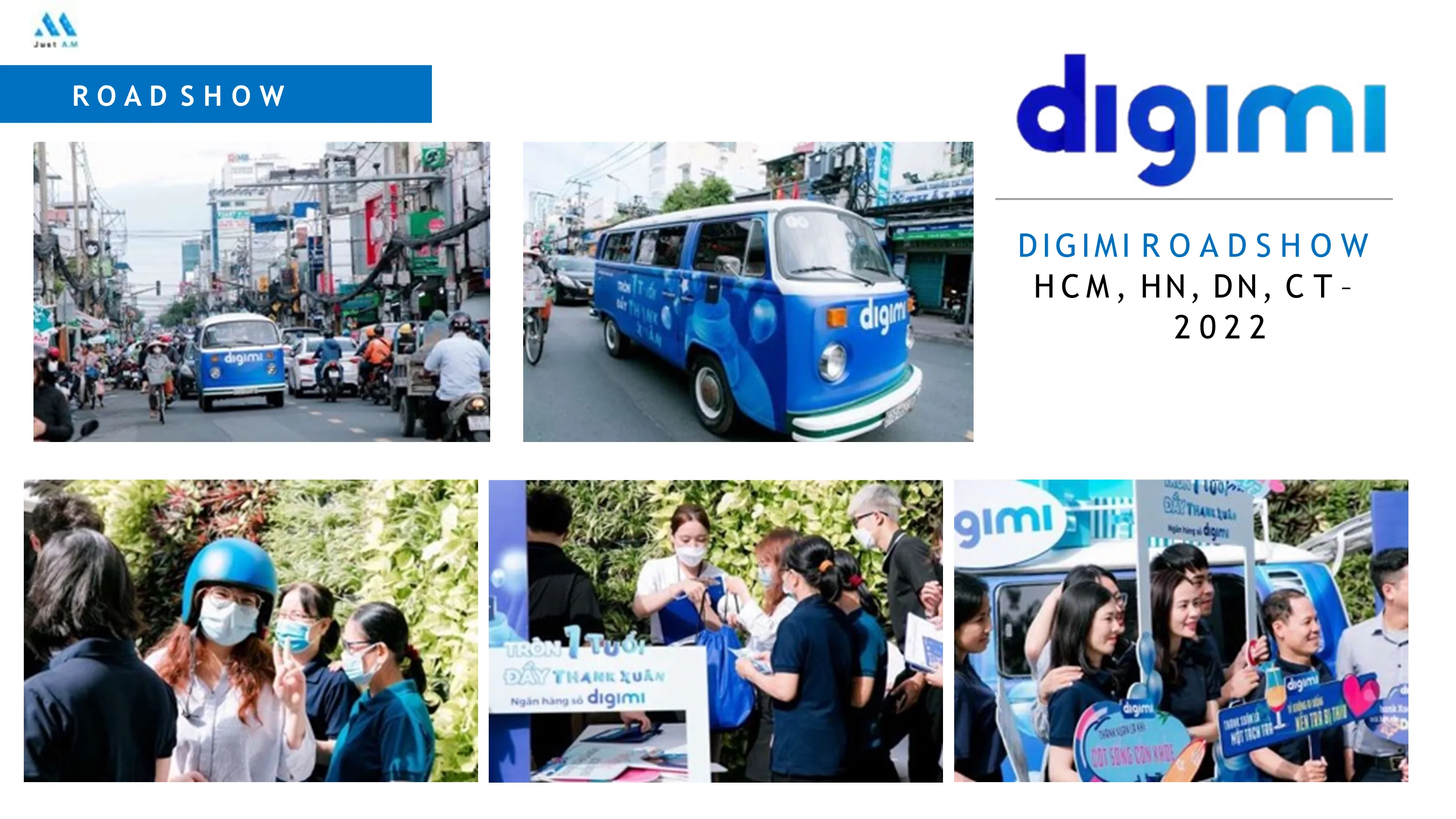Đội activation DIGIMI tại điểm dừng roadshow - booth tương tác và tặng quà sinh nhật